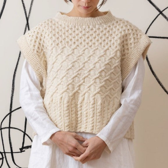 ARAN WIDE VEST Knitting Pattern | Instant Download PDF
