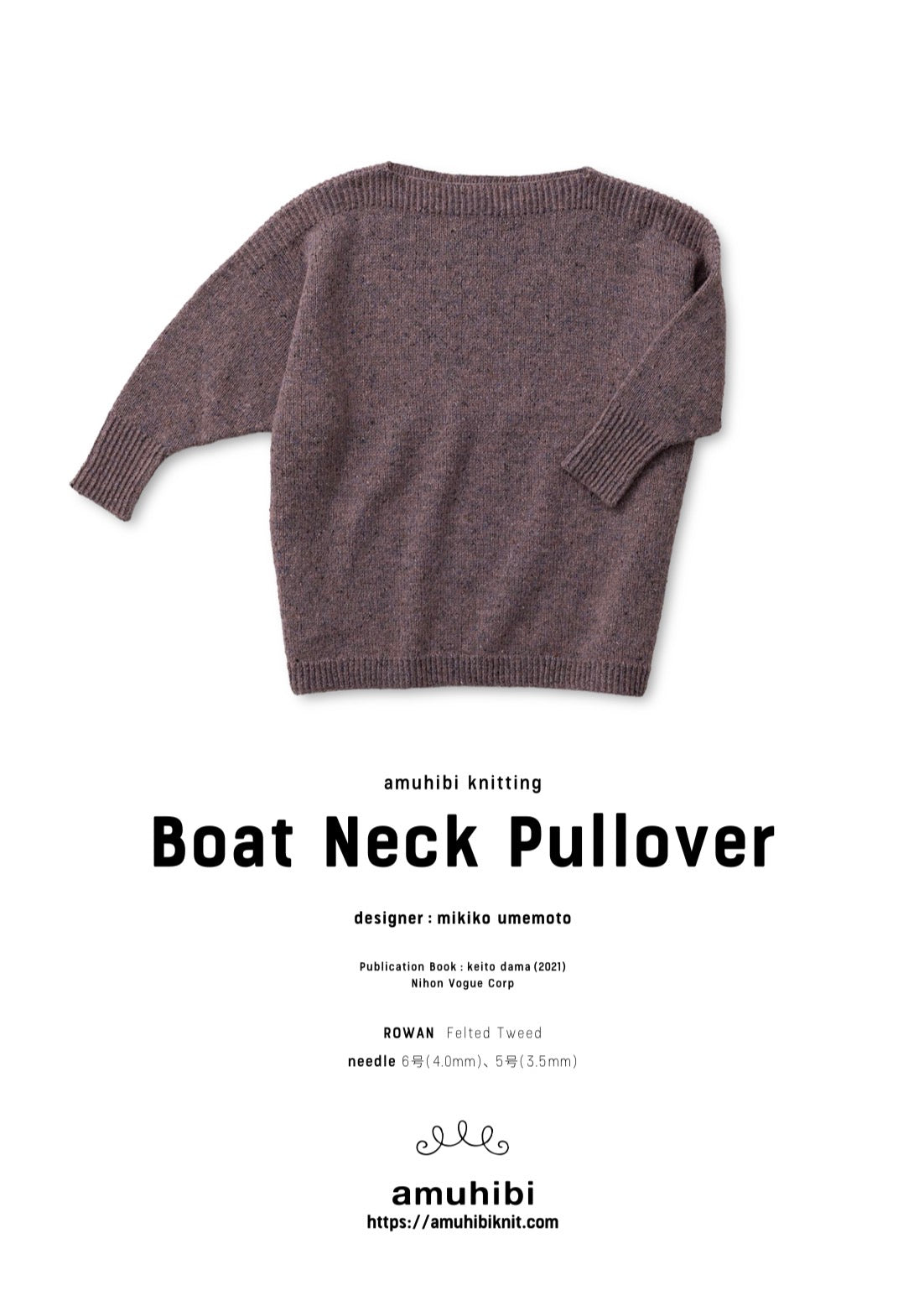 ［ダウンロード商品］Boat Neck Pullover　日本語パターン