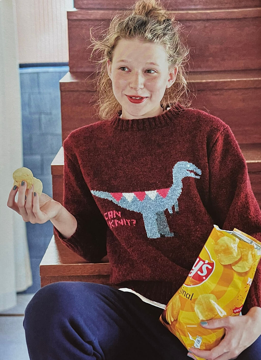 SALE／60%OFF】 手編みセーター大きいサイズ 恐竜編込み ニット 